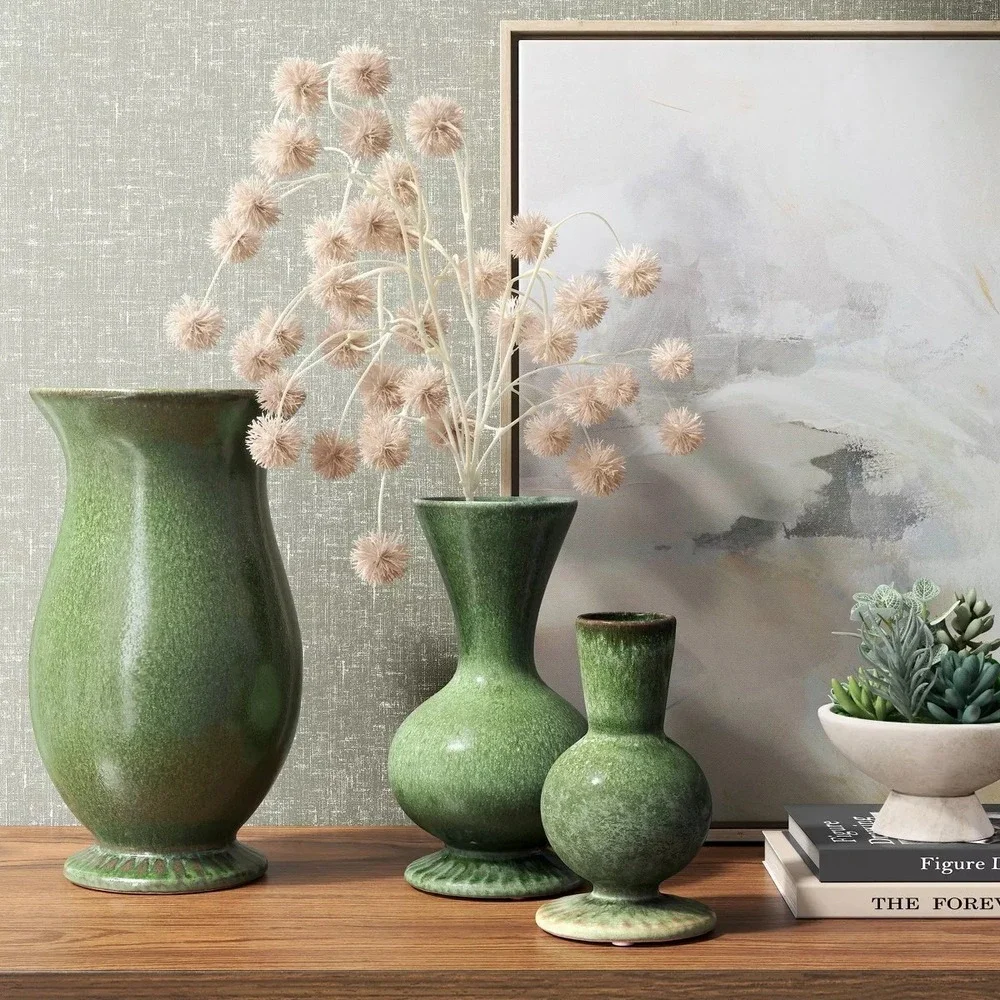 Tall Ceramic Vase Reactive Glaze Green - Threshold, Target